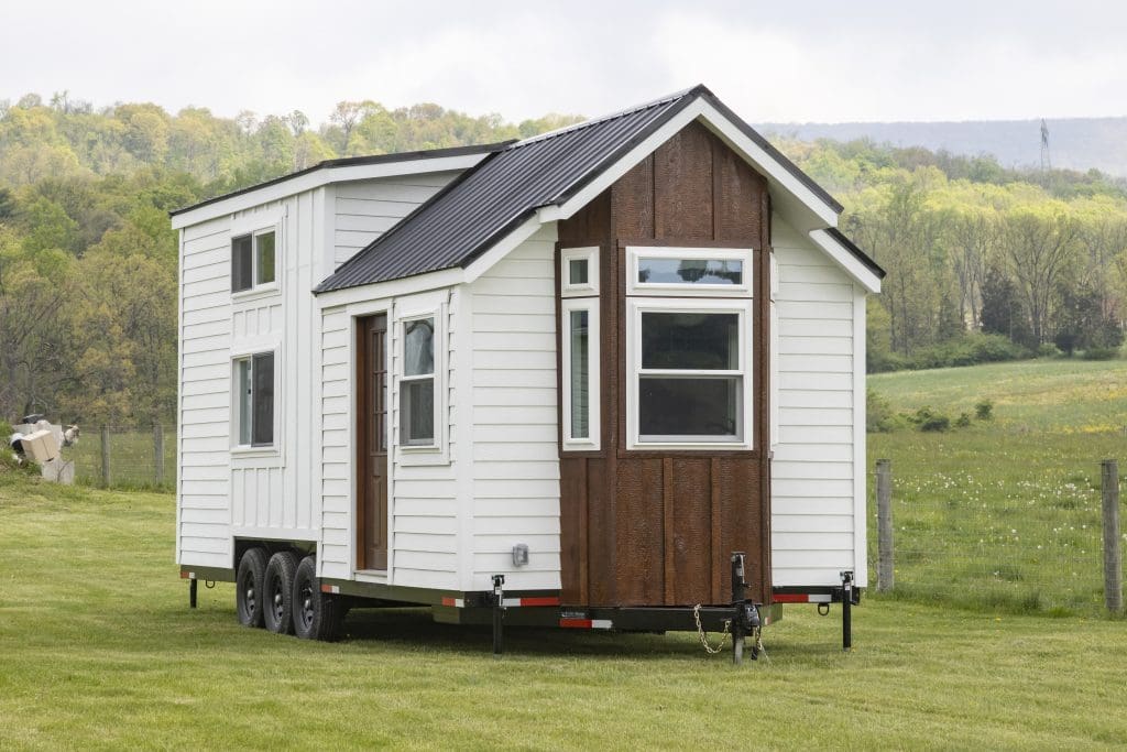 the front of a park model home on wheels